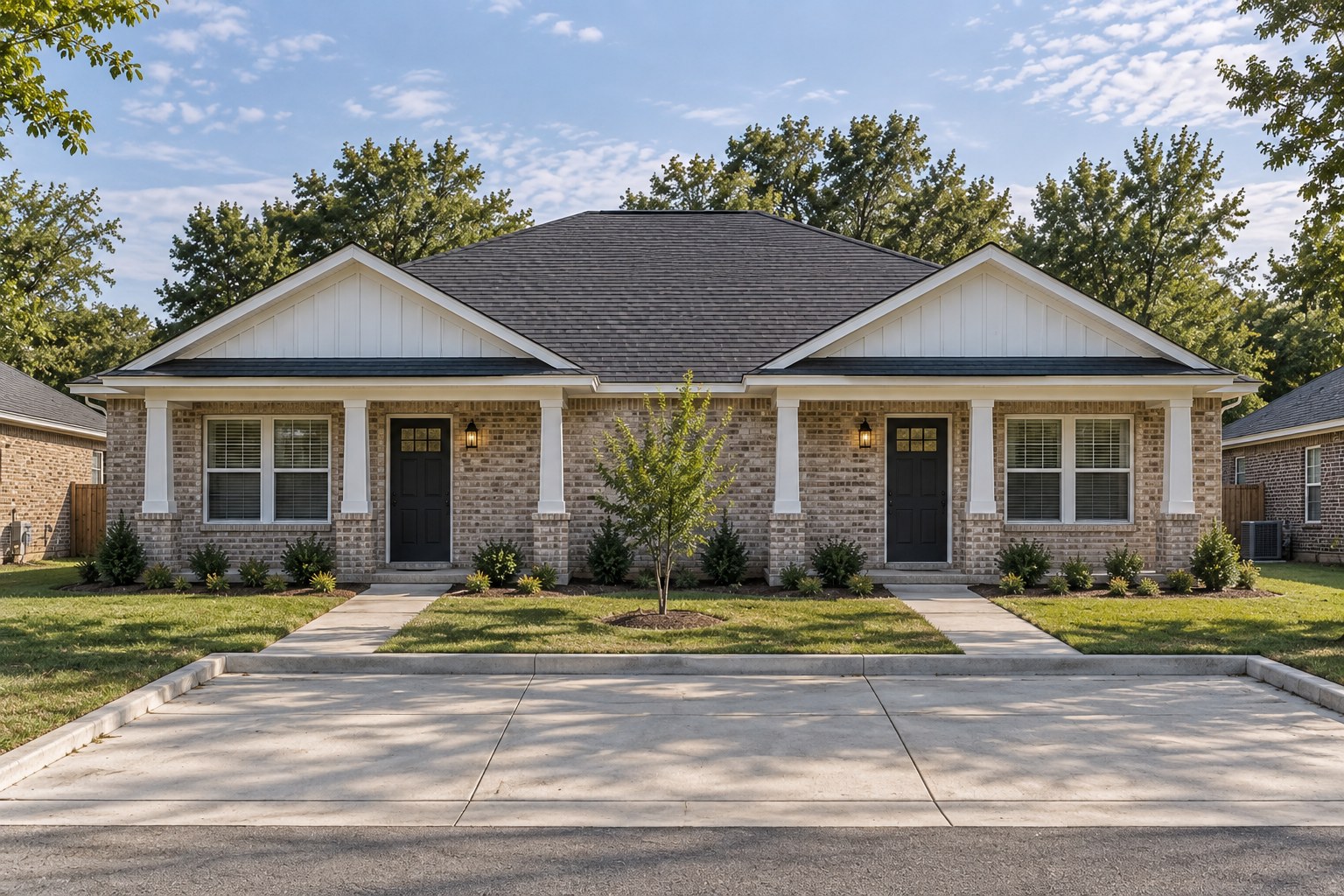 Conceptual rendering of duplex architecture for Capital Heights Duplexes in Montgomery, Alabama.